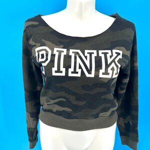 PINK VICTORIA'S SECRET CAMOUFLAGE CROPPED SWEATSHIRT - M